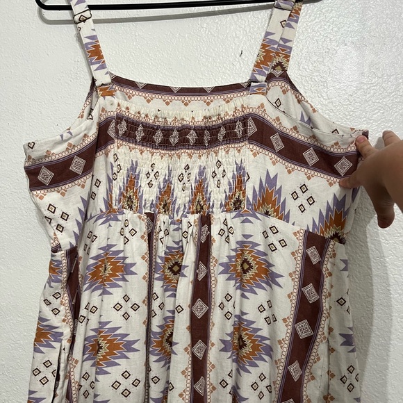 SONOMA Aztec Cami Midi Dress Size XL Linen Blend Adjustable Straps With Pockets - Picture 6 of 16